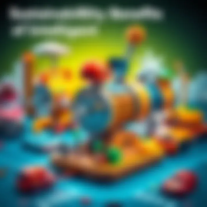 An illustration depicting the sustainability benefits of intelligent motors in various industries.