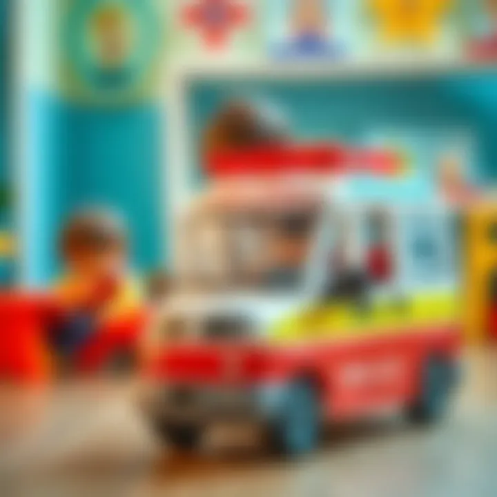 Role-Play with Ambulance Toys Children engaging in a role-play scenario with ambulance toys
