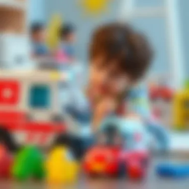 Creative Play with Ambulance Toy A child playing with an ambulance toy, showcasing creativity