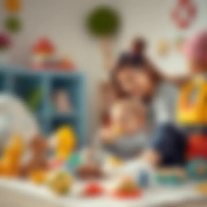 A parent engaging in nurturing play with a baby