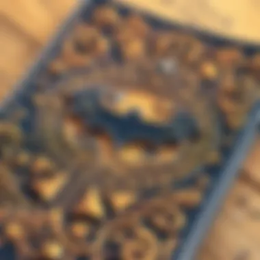 Close-up of the intricate design on a Batman notebook cover.