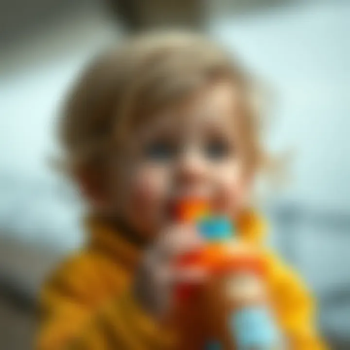 Child enjoying hydration with bear water bottle