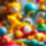 A collection of colorful baby toys that stimulate sensory development.