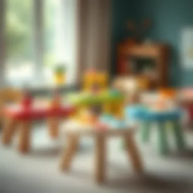 Different styles of baby play tables showcasing variety