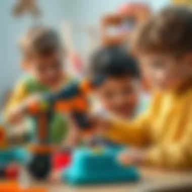 Engaged children playing with a toy drill set, showcasing creativity and imaginative play.