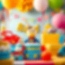 Colorful birthday decorations for a baby boy's first birthday party