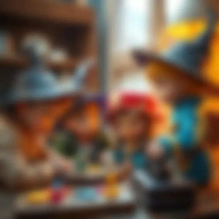 Kids Collaborating and Socializing Illustration of kids collaborating and socializing with witch toys