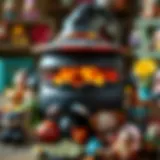 Whimsical Witch's Cauldron with Toys Whimsical depiction of a witch's cauldron surrounded by colorful toys