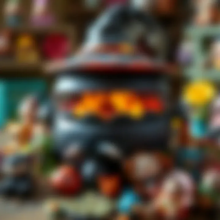 Whimsical Witch's Cauldron with Toys Whimsical depiction of a witch's cauldron surrounded by colorful toys