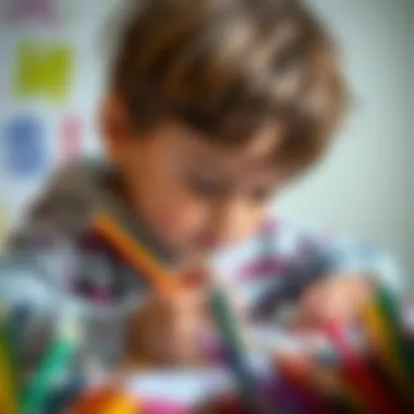 Engaging Creativity with Colored Pencils A child immersed in coloring with vibrant colored pencils