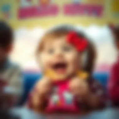 A child enjoying Hello Kitty chips with a joyful expression