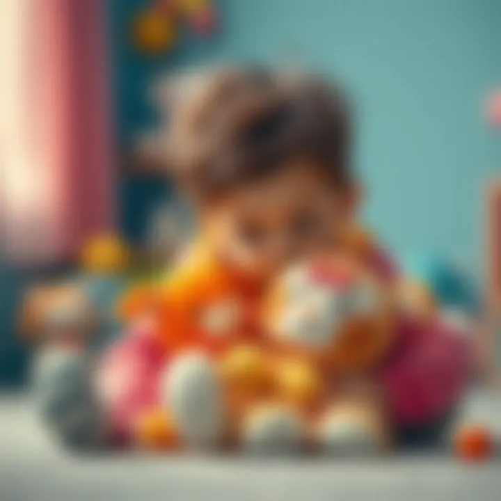 Child's Imagination with Plush Toys A child playing with a plush toy, emphasizing the emotional connection and imagination involved in playtime.