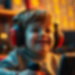 A child enjoying music with headphones on.
