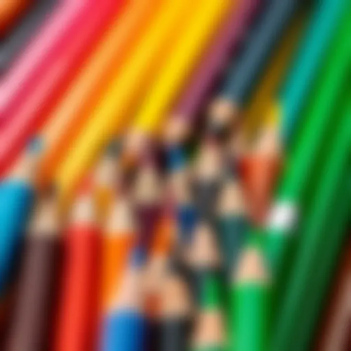 Diverse Collection of Colored Pencils A variety of colored pencils in different shades arranged artistically