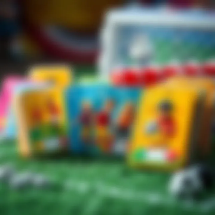 Colorful game cards featuring football icons