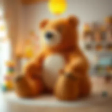 Giant Bear as a Playroom Centerpiece A cozy playroom featuring a giant bear as a centerpiece, highlighting its role in child development.
