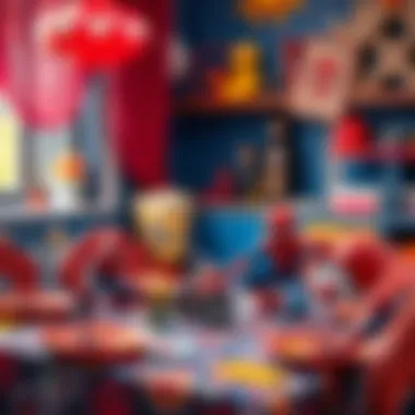 Creative playtime with Spiderman tablecloth and toys