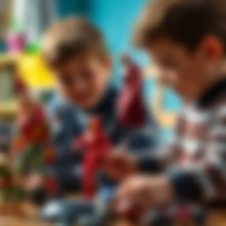 Imaginative Play with Action Figures Boys engaging in imaginative play with action figures