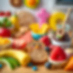 Colorful selection of baby-friendly breakfast foods