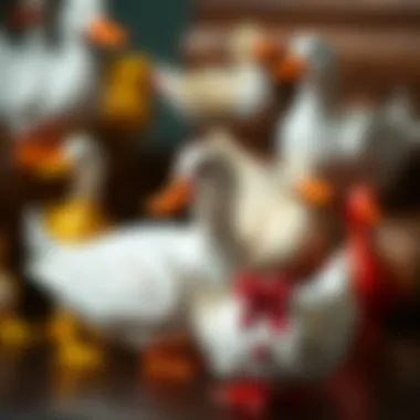 An elegant display of various paper duck toys, emphasizing their historical significance and artistic value.