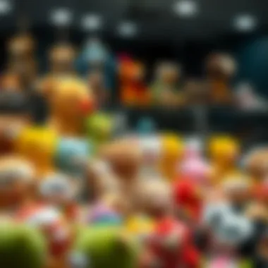 Evolution of Plush Toys A historical display of plush toys illustrating their evolution over the years.