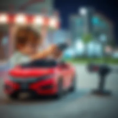 Child enjoying the remote-controlled Honda Civic