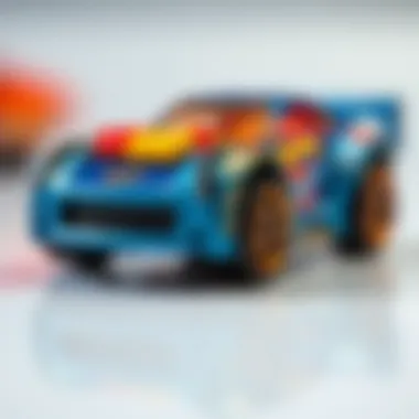 Detailed close-up of a uniquely designed Hot Wheels car showcasing its intricate features