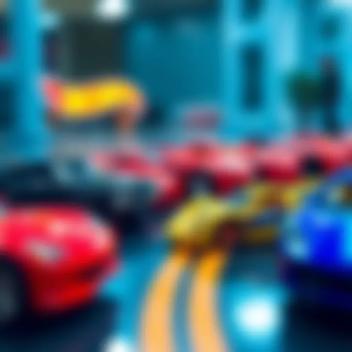 An artistic representation of the evolution of Hot Wheels cars through the decades