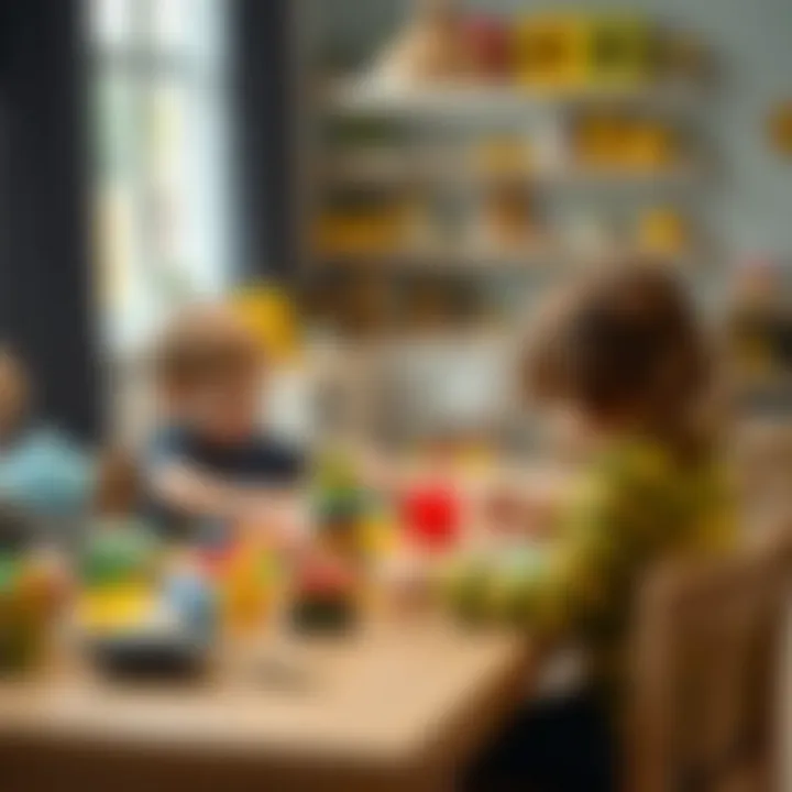 Children engaging in creative play at a table