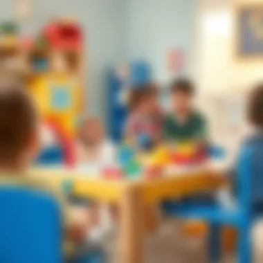 Parents exploring IKEA play table options