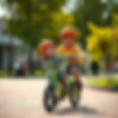 Children Biking Safely Children enjoying a safe biking experience with Kidzy