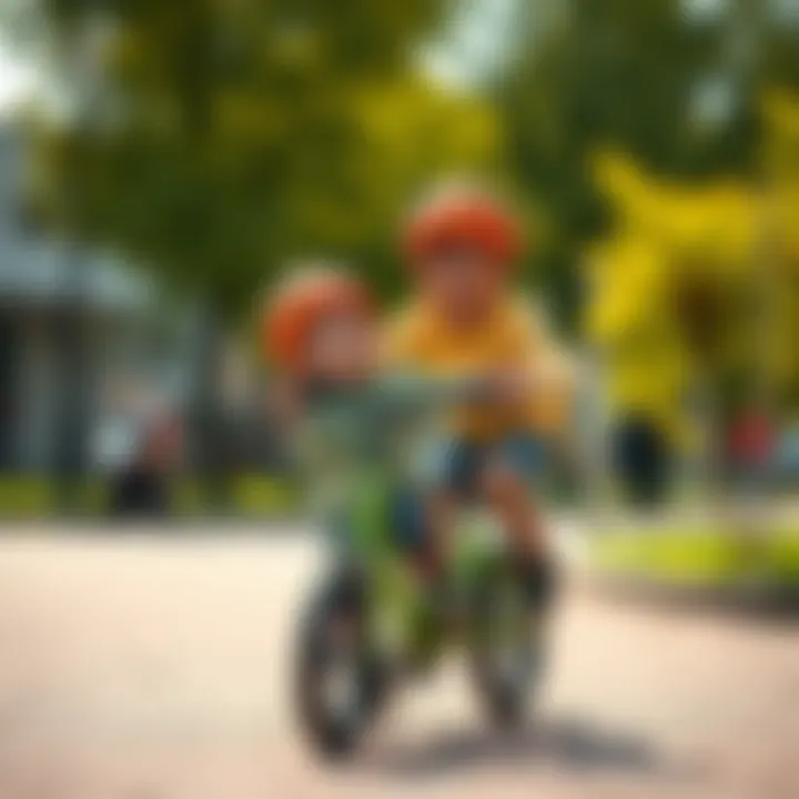 Children Biking Safely Children enjoying a safe biking experience with Kidzy