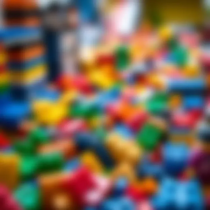 Showcasing Creativity with Lego Bricks A colorful array of Lego bricks showcasing creativity