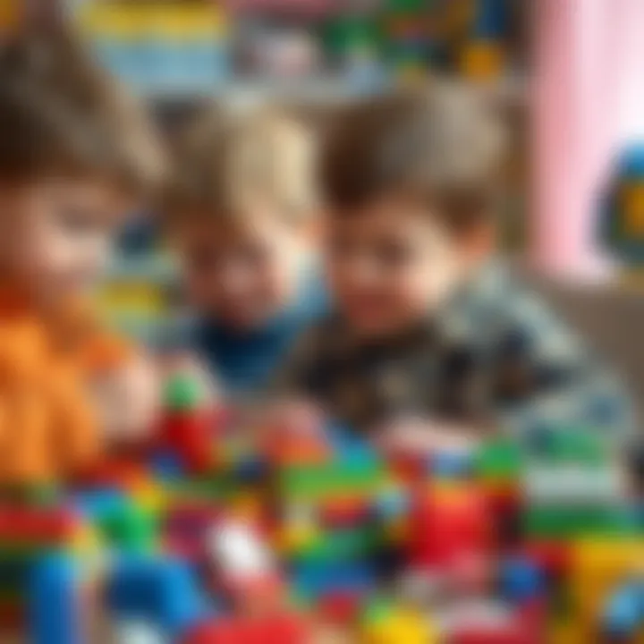 Children Engaged in Lego Building Activities Children engaged in building with Lego blocks