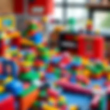 Vibrant Lego Play Table A vibrant Lego play table filled with colorful bricks