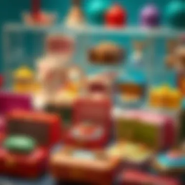 Mini jewelry boxes displayed in a collection