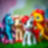 A vibrant display of My Little Pony dolls showcasing their unique features.