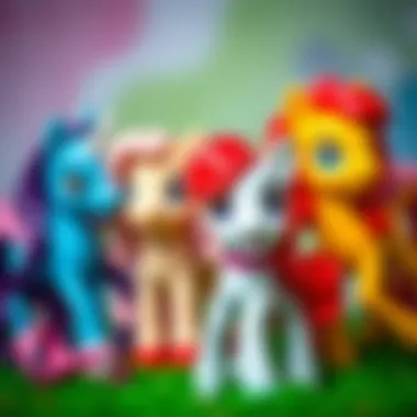 A vibrant display of My Little Pony dolls showcasing their unique features.