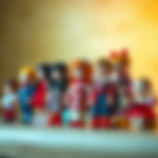 A historical timeline showcasing various types of toy dolls