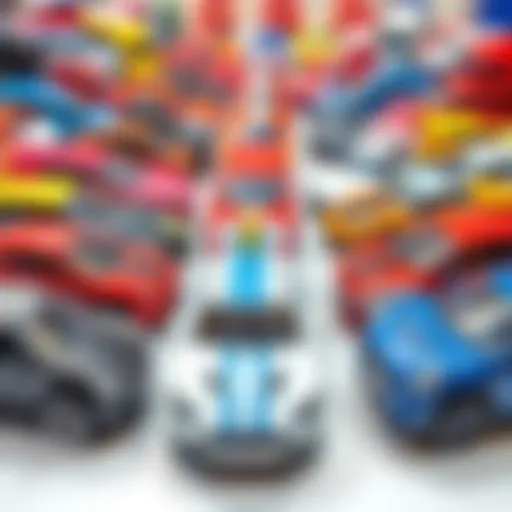 A vibrant array of Ford toy cars showcasing different models and colors.