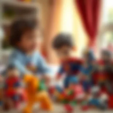 Children engaging in imaginative play with their favorite toy characters