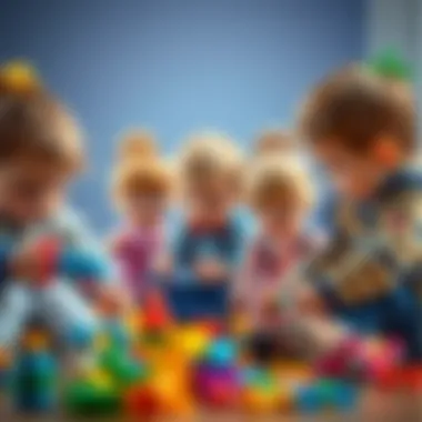 Toys and Social Development Children playing together with different types of toys