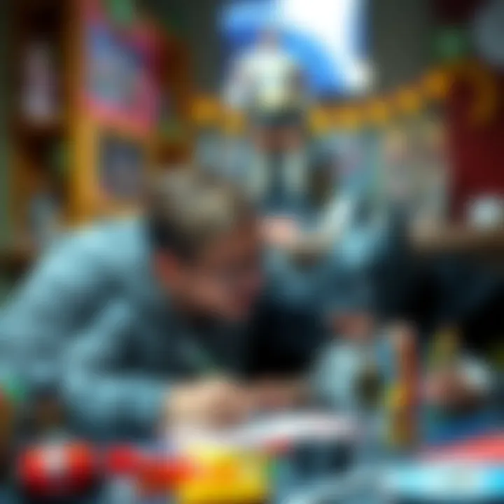 A parent and child enjoying Batman-themed stationery together.