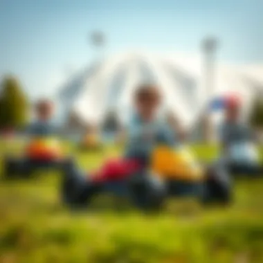 Children Playing with Pedal Go-Karts Children having fun playing with pedal go-karts