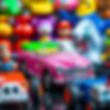 Colorful Toy Collection Featuring Pink Polo Car Colorful collection of toys including pink polo car