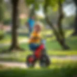 A child enjoying riding the Pilsan Atom Bicycle in a park