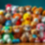 Diverse Plush Toy Collection A variety of plush toys representing different animals and characters, showcasing their diversity and appeal to children.