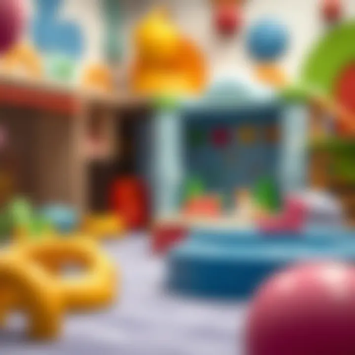 A vibrant play area designed for infants featuring various textures and colors.