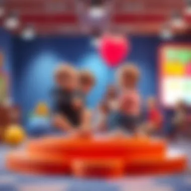 A group of infants engaging in interactive play on a podium structure.