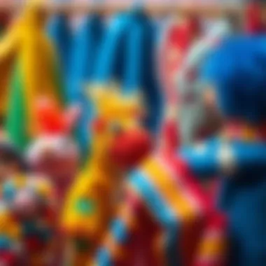 Colorful fabrics used in puppet making